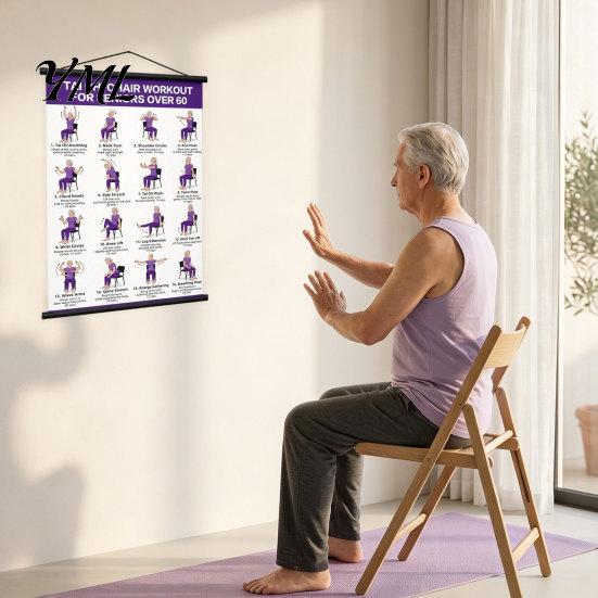 Beginner Tai Chi Training Hanging Scroll Poster, Sitting/Walking Movements Guide, Large Size Learning Material High Definition Wall Chart for