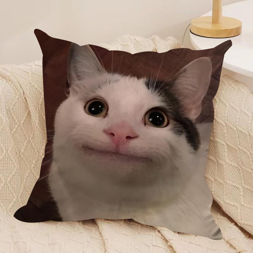 Funny Cat Meme Pillow Cover Short Plush Polyester Cushion Case Decor Throw Pillowcase Home Deco
