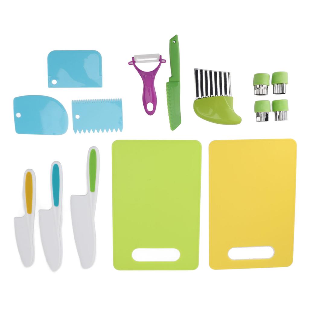 Kids Kitchen Knife Set Crinkle Cutter Peeler Slicers Sandwich Cutter Cutting Board Montessori Kitchen Tools for Real