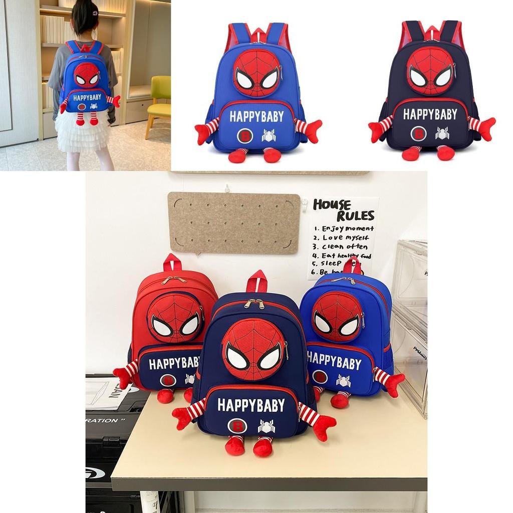 Spider Man 3d Pattern Kids Backpack With Breathable Nylon For Kindergarten And Elementary Use