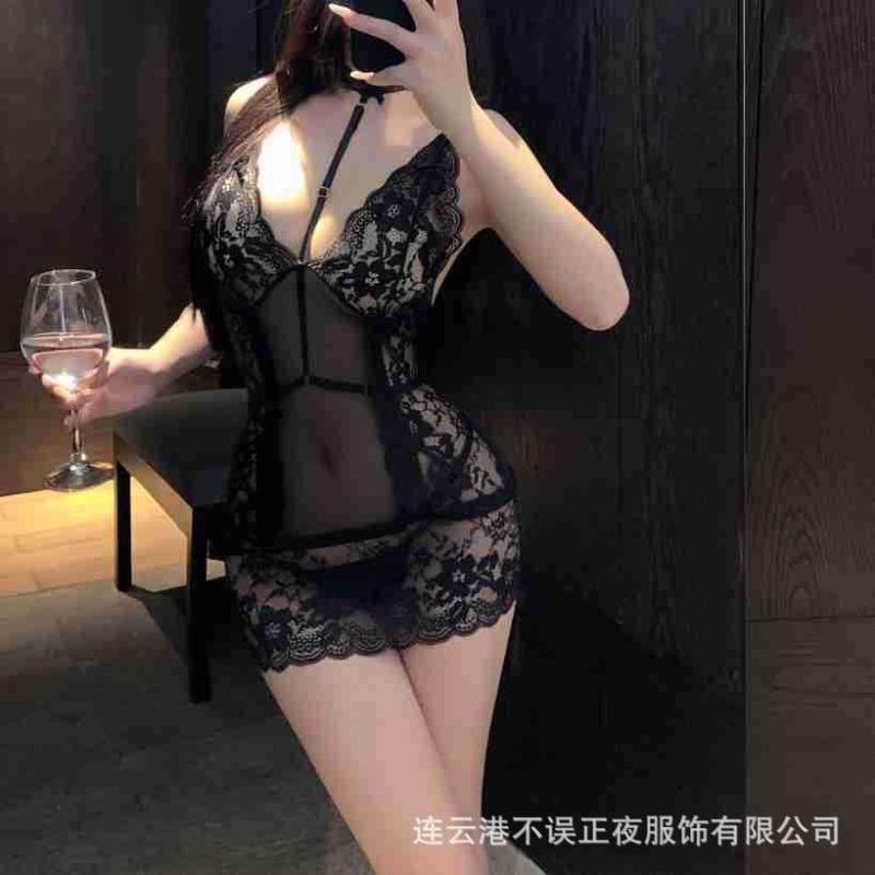 Lianyungang erotic underwear sexy lace perspective hip skirt uniform sleeping clothes pure desire wind