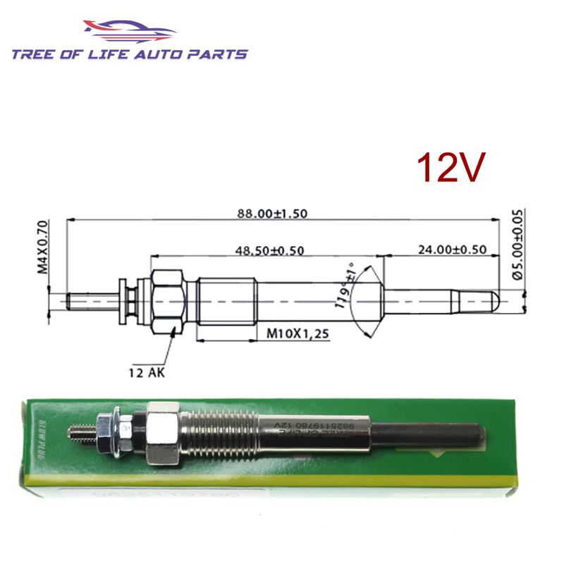 4PCS 12V Heater Glow Plug 9-82511978-0 For ISUZU C240 C190 C201 C221 4BA1 D500 4FA1 Diesel Engine BLD KAD Series 82511978