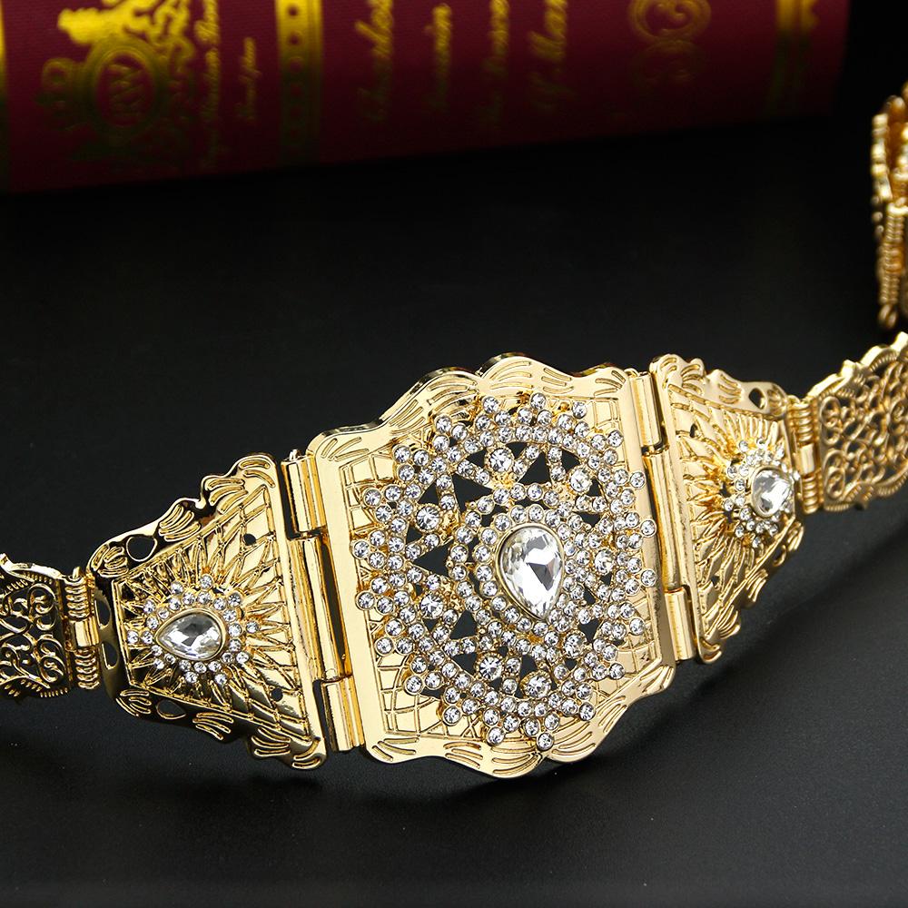 Gold Color Women Waist Chain Belt Bride Jewelry Crystal Body Chain Belt Wedding Jewelry