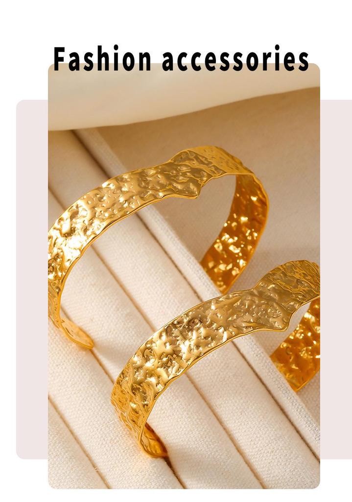 18K Gold-Plated Titanium Steel Open Karst Bracelet - European & American Light Luxury Jewelry
