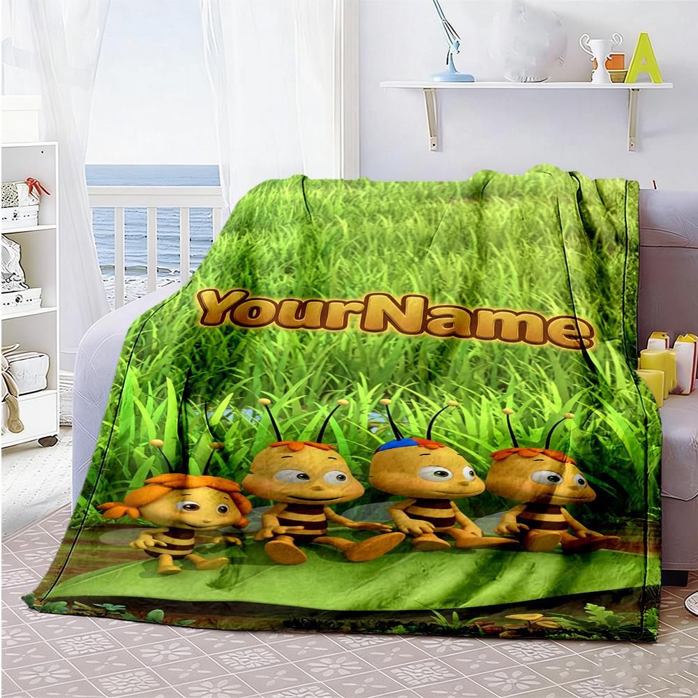 Biene Maja Customize Text Blanket Throw Personalized Blanket Soft & Cozy for Picnics Home Decor Office Chair Seaside Four Seasons Universal