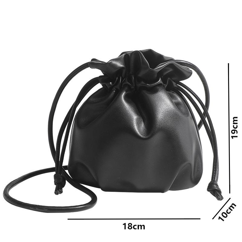 Fashion Simple Women Drawstring Bucket Bags Female Small Shoulder Bags Lady Soft Pu Leather Crossbody Bags Casual Cute Handbags