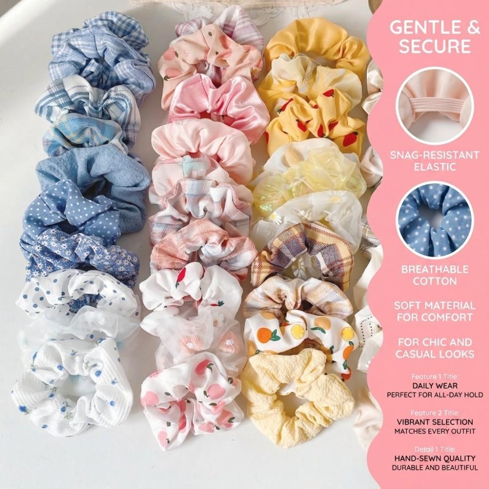 10Pcs Plaid Pattern Hair Scrunchies Cute Hair Bands Large Intestine Hair Tie For Women