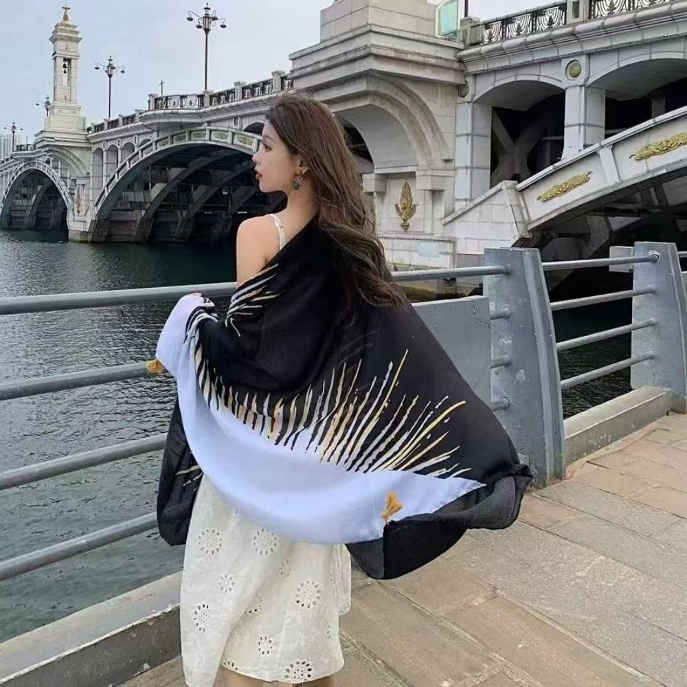 Chaka Salt Lake Great Northwest Tourism Ethnic Style Scarf Silk Scarf Women'S Summer Seaside Beach Shawl Sunscreen Thin