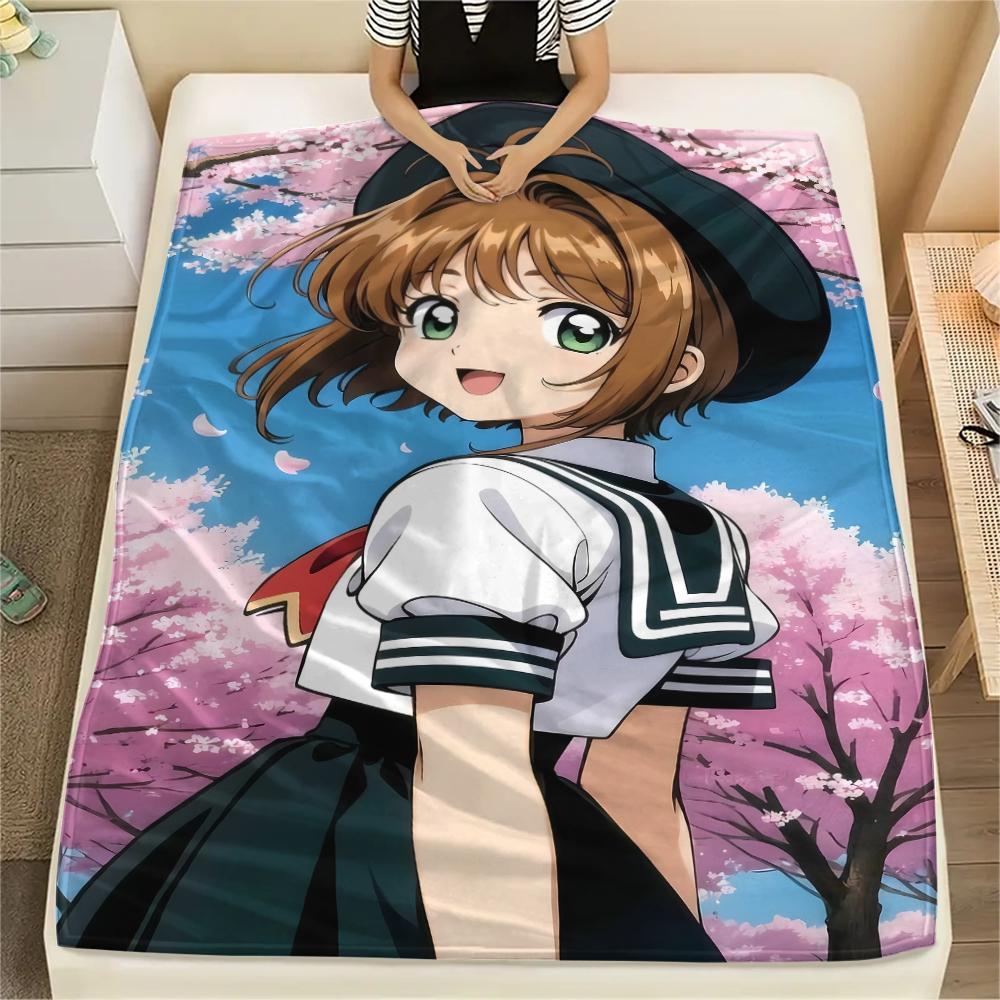 1PC Cardcaptor Sakura Print Flannel Blanket, High Quality All Seasons, Home Decor, Warmth and Comfort, Perfect for Christmas Gifts