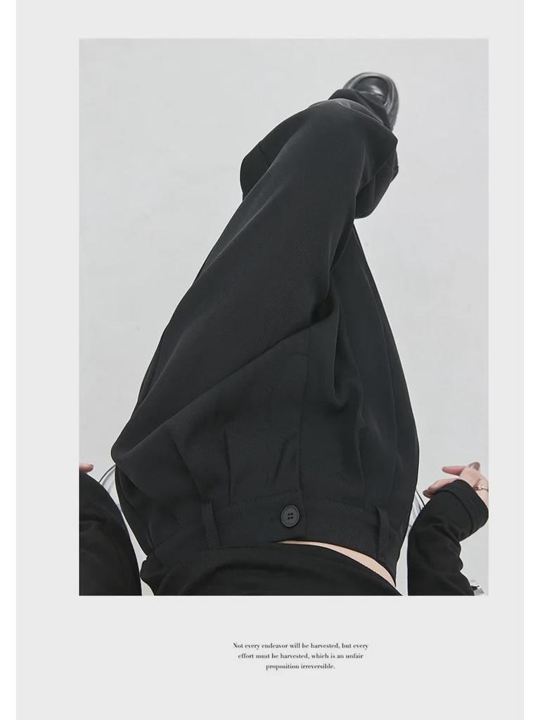 Women's High-Waist Black Wide-Leg Suit Pants - Autumn Casual, Slim, & Straight Leg Fit