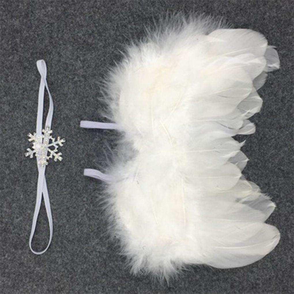 Baby Neugeborenes Engelsflügel und Schneeband Stirnband Requisite Anzug Säuglingskleidung Anzug