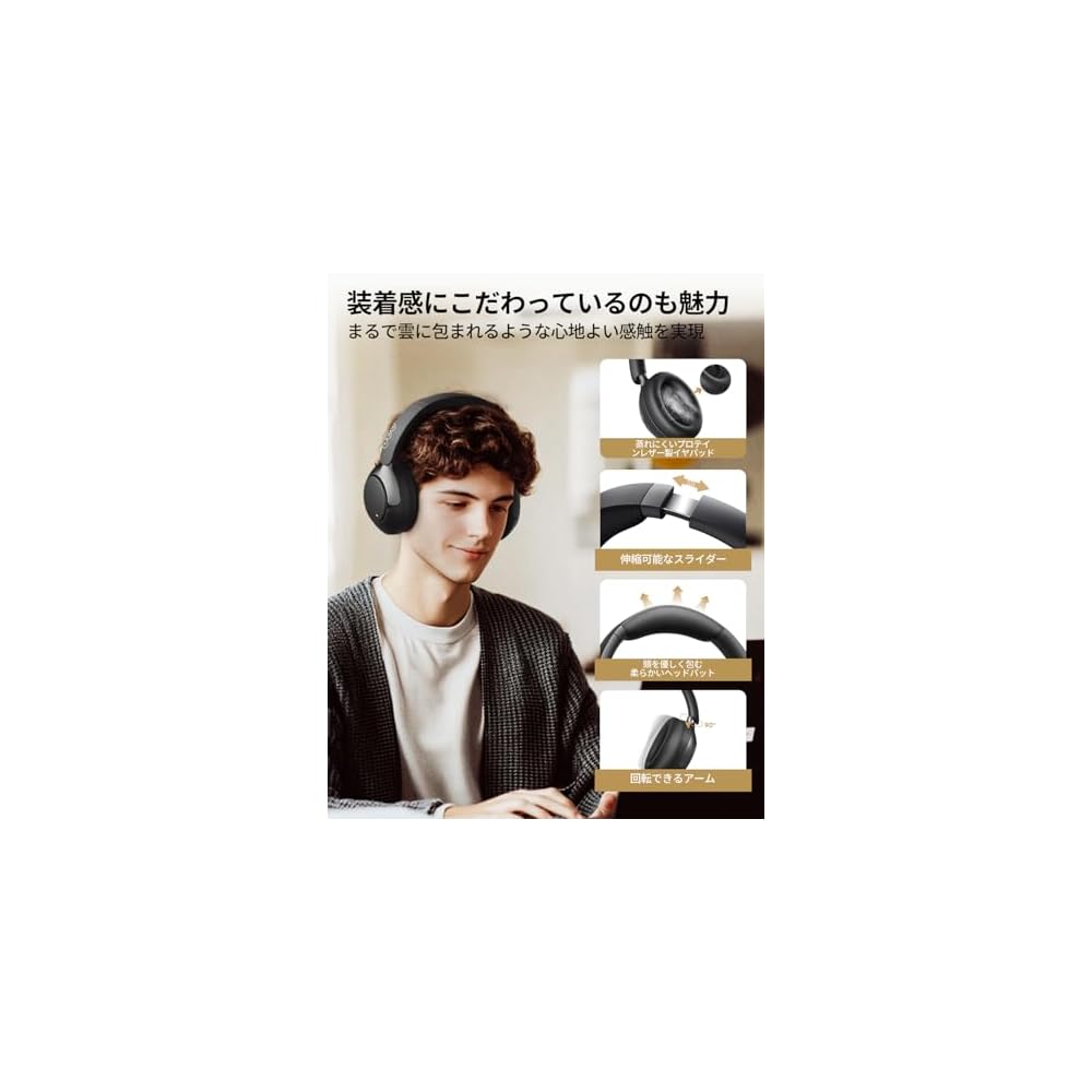 QCY H3PRO Wireless Headphones Bluetooth 5.4 Noise Cancelling 50dB 55 Hour Battery Life Black
