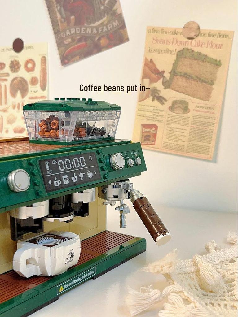 Retro Coffee Machine Building Block Set, LEGO Compatible, Creative Toy for Ages 7-14