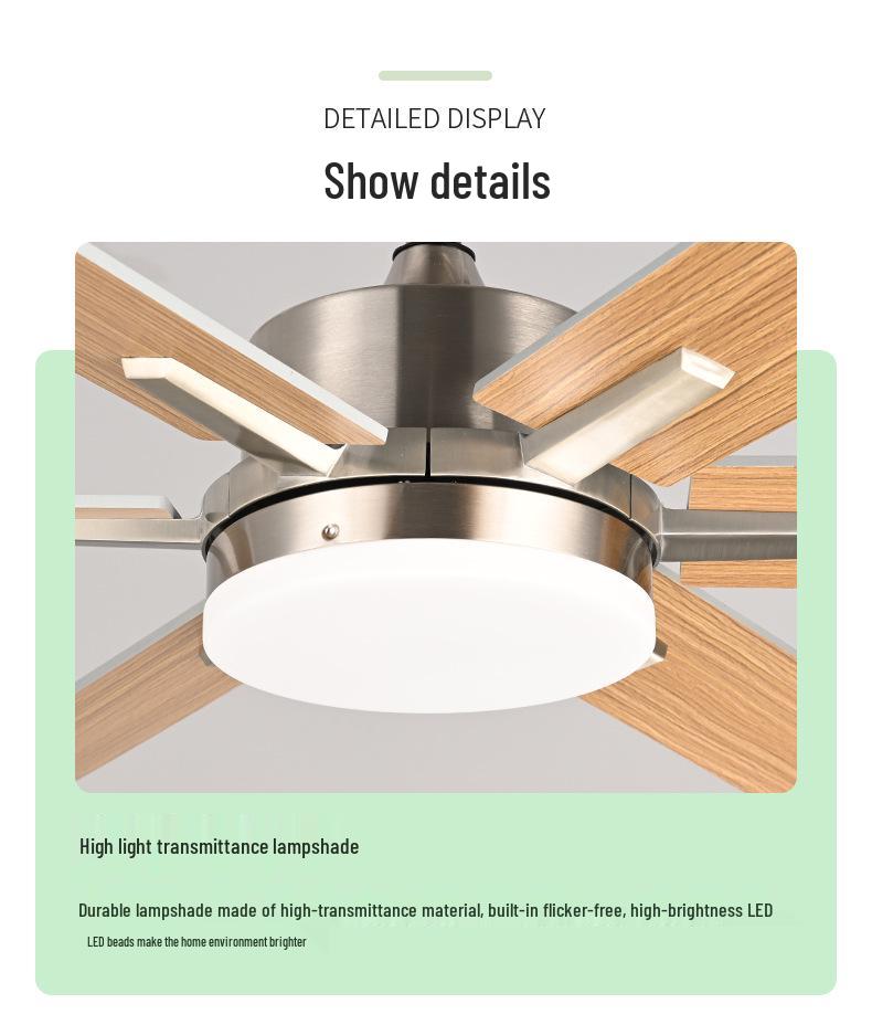 European & American Style LED Ceiling Fan with Integrated Light for Living Room, Bedroom, and Dining Room