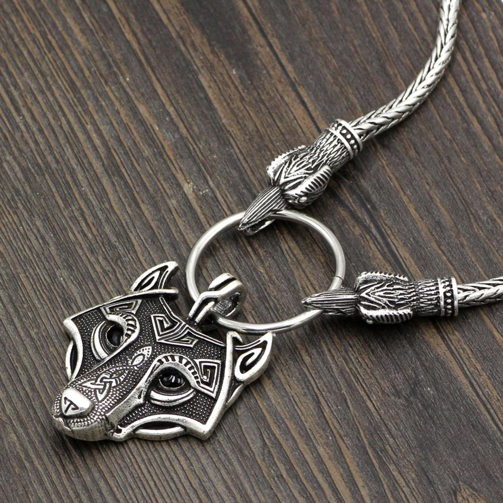 Norse Viking Raven Pendant Cord Odin's Ravens Of Thor's Hammer Amulet Axe Crow Chain Necklaces Men Ethnic Jewelry Drop Shipping