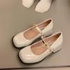 Shallow Single Shoes Waterproof Table Spring and Autumn Fairy 2025 French Square Head Word Mary Jane Shoes Girl New Wind Buckle Belt