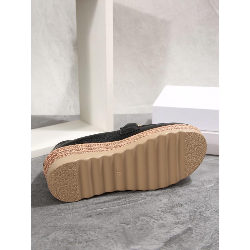 Plus Size Metal Chain Wedge Shoes Women's New Platform Muffin Loafers for Fall 2025