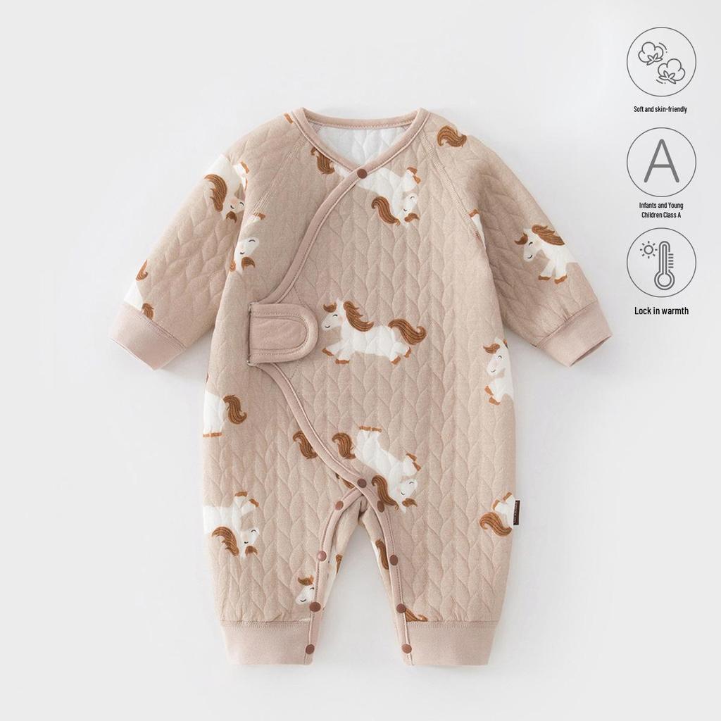 Baby Butterfly Three-Layer Warm Crawling Jumpsuit - Boneless, All-Season Newborn Clothing