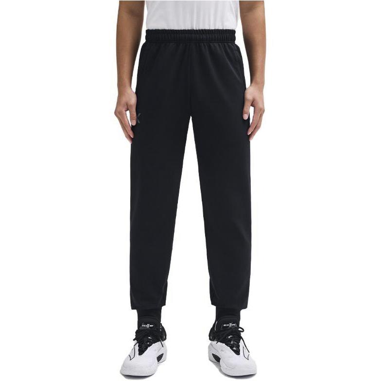 Anta Basketball Series Letter Print Cuffed Sports Pants Men Bottoms Basic-Black 152331340-2
