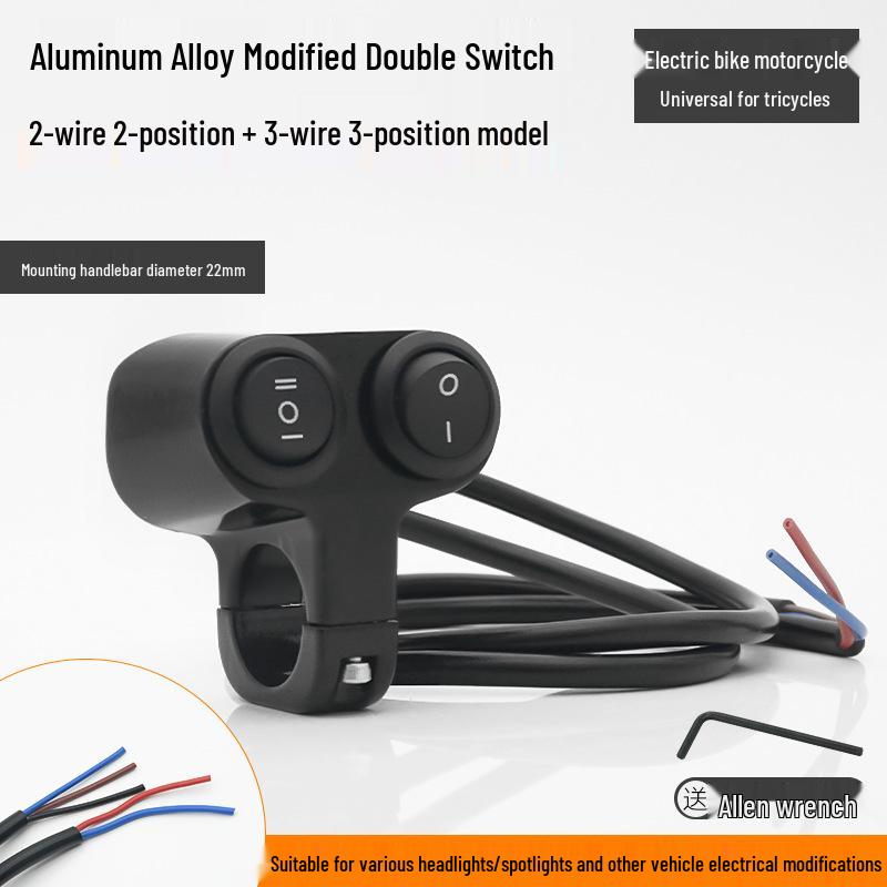 LED Aluminum Alloy Multi-function Motorcycle Handlebar Switch with Double Flash and Spotlight Headlight