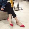 2025 Spring Summer Shoes Women Low Heels Fashion Brand Pointed Toe Rivets Elegant Ladies Heel 3cm Black Red Plus Size 41