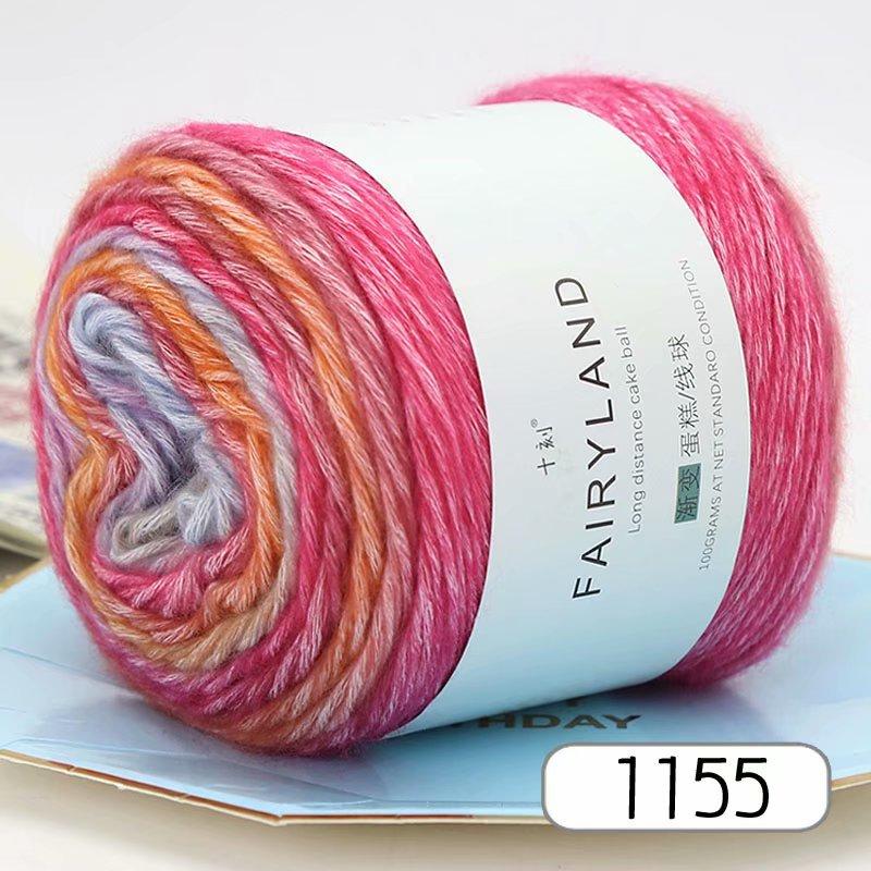 Cake Wool Segment Dyeing Gradual Change Baby Children'S Wool Cotton Thread Rainbow Thread Handwoven Shawl Scarf Sweater Special