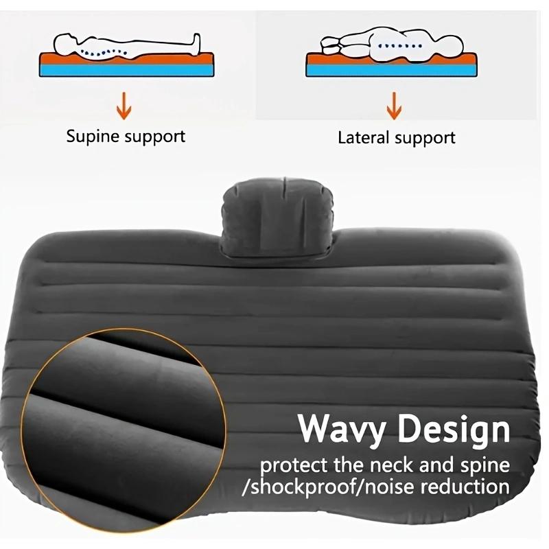 Portable Inflatable Car Bed - Plush Mattress for Rear Seat & Trunk Ideal for Road Trips Camping Outdoor Adventures RV Bedding