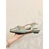 Spring mint! Temperament pointed head splicing bow flat-soled single shoes women's spring bag head empty sandals