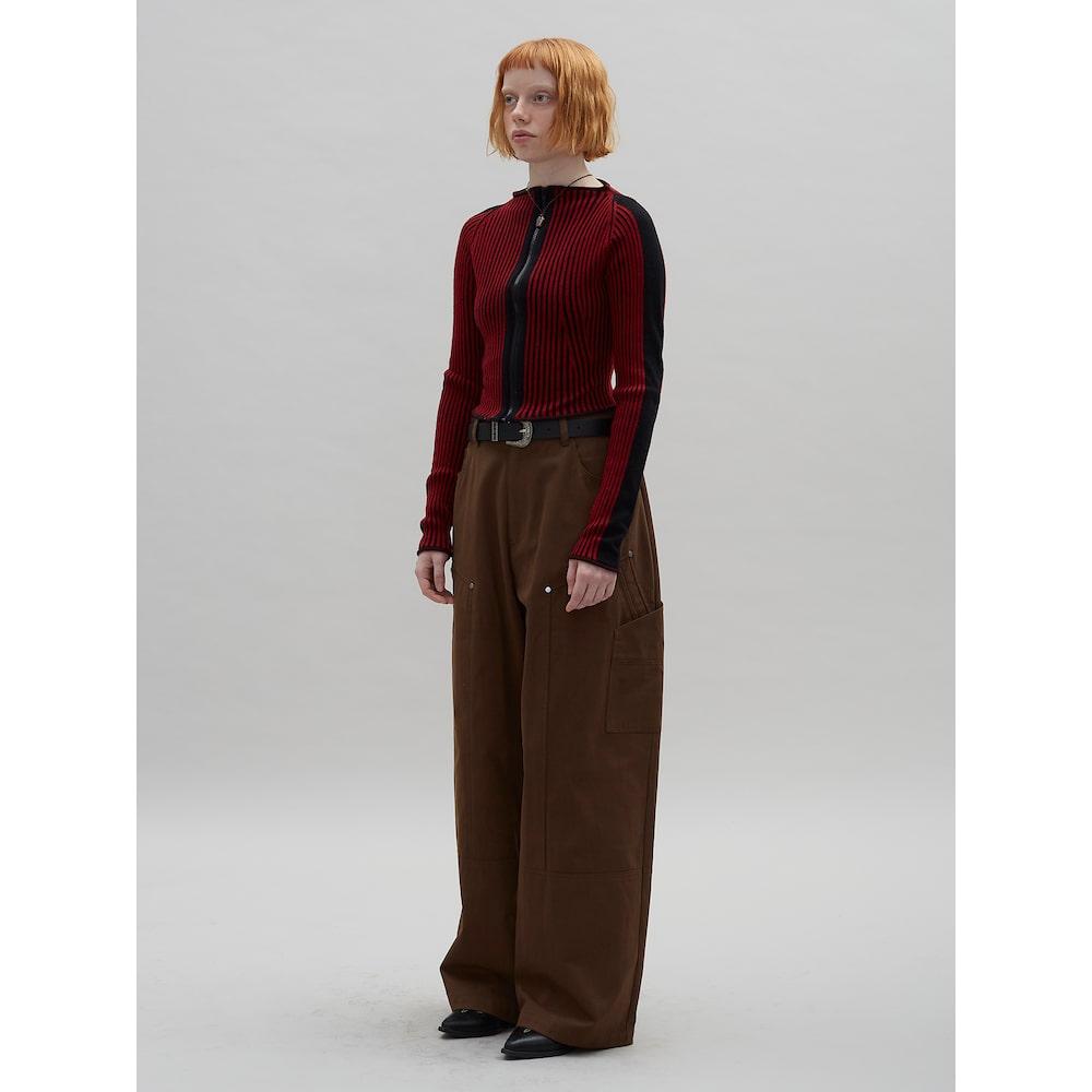 Sand Sound Boat Neck Crop Zipup Cardigan Red