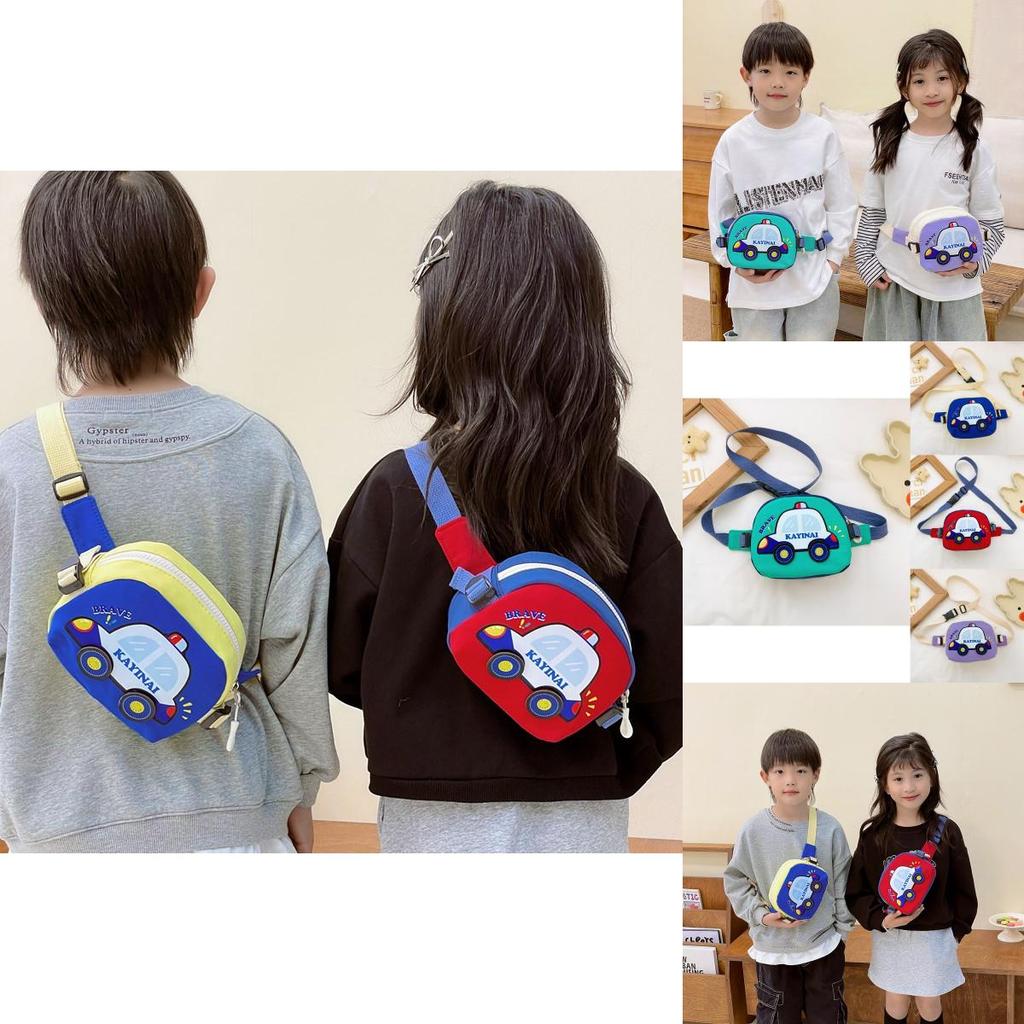 Stylish Kids Shoulder Bag With Cartoon Car Print Lightweight Versatile Design For Boys And Girls