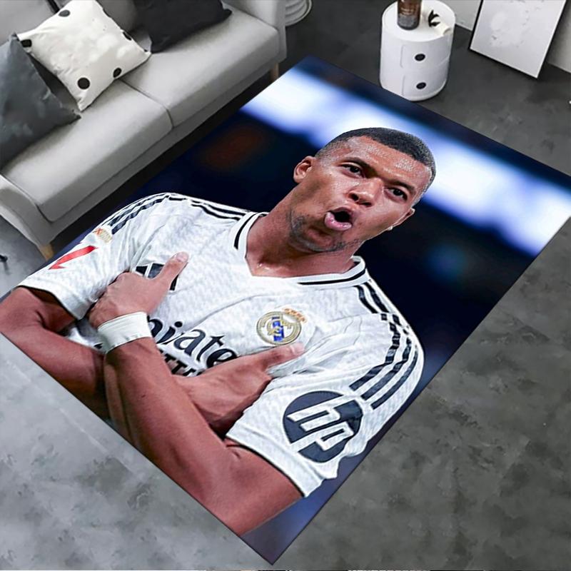 2025 Neuer Kylian Mbappé Teppich für Wohnzimmer Schlafzimmer Zuhause Sofadekoration, Kinder spielen Rutschfeste Fußmatte