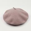Dámský fialový vlněný baret: Klobouk se širokou krempou, Vintage britský, korejský a japonský styl pro podzim/zimu