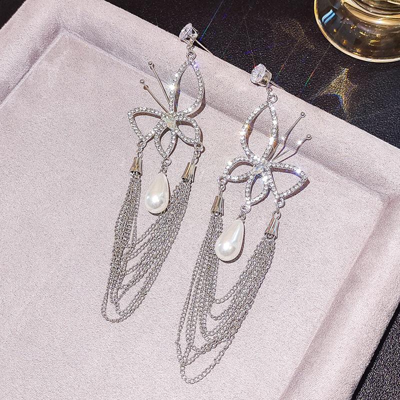 Elegant Tassel Long Earrings: European & American Fashion, High-End Prom & Evening Goddess Style.