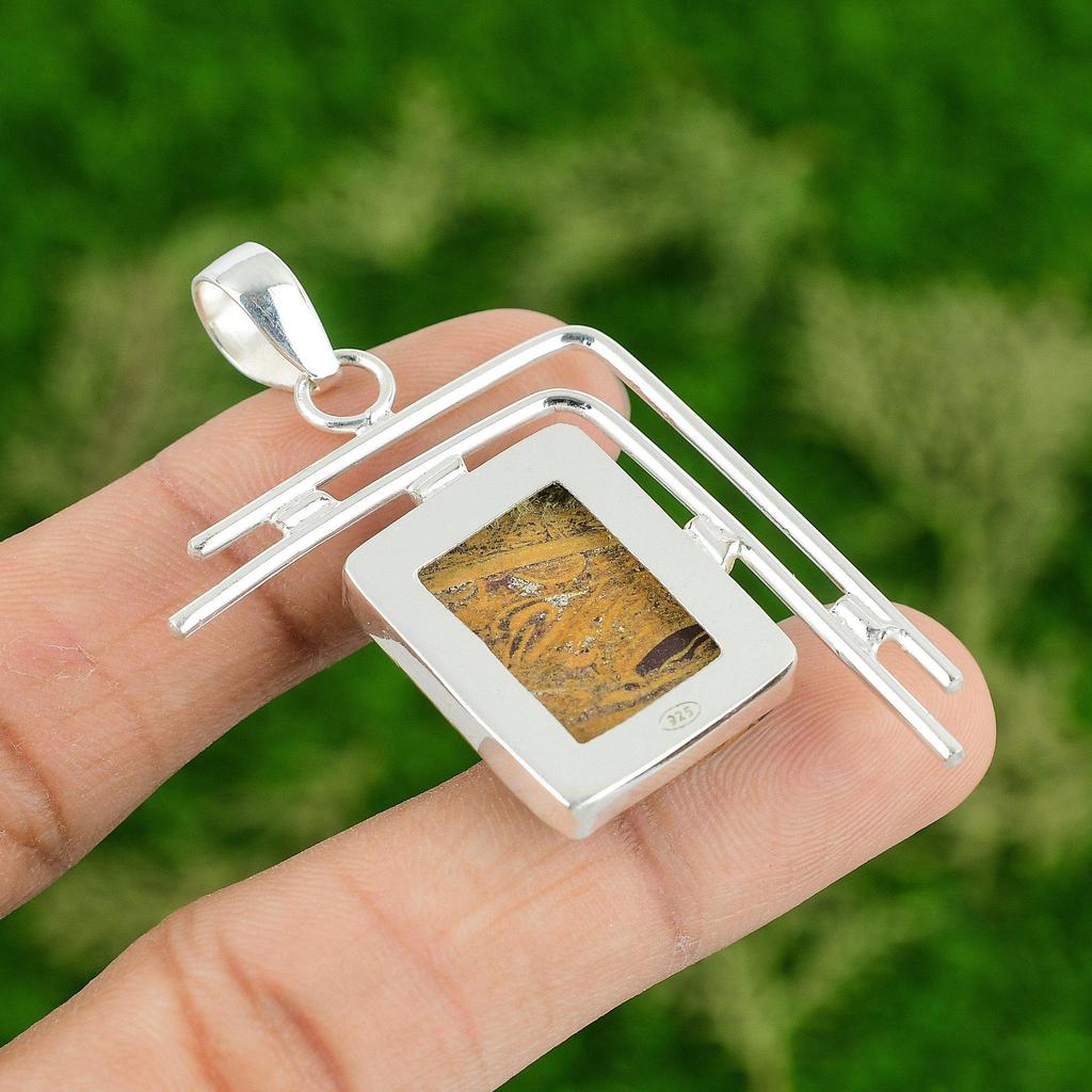 Töchtertag Angebot Sterlingsilber Mariam Jaspis Stein Lünette Neuer Anhänger Schmuck