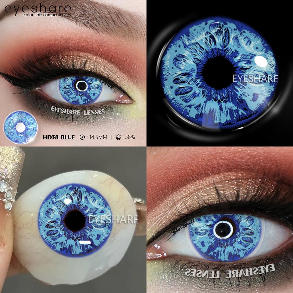 Eyeshare 2 Stück Cosplay Farbige Kontaktlinsen Anime Kontaktlinsen Blaue Augenlinsen Jährlich Verrücktes Halloween Make-up Farbige Linse