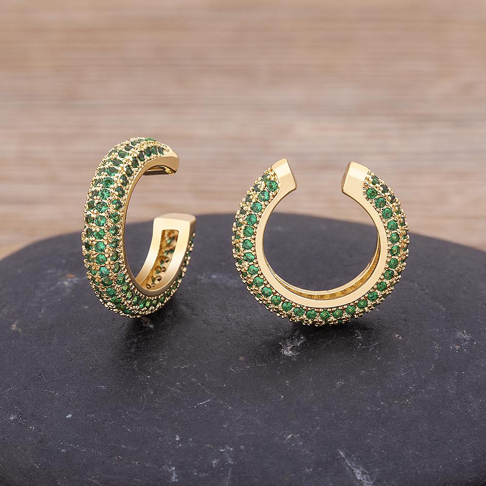 New Arrival Copper Zircon Round Ear Cuff For Women Without Piercing Earrings Jewelry Earcuff Real Gold Color Fashion Jewelry