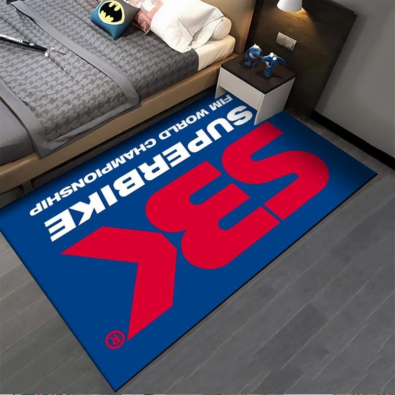 "Superbike Logo Carpet with Bold Red and Blue Design for Home Decor" Suitable for use as an anti-slip for living room bedroom sofas