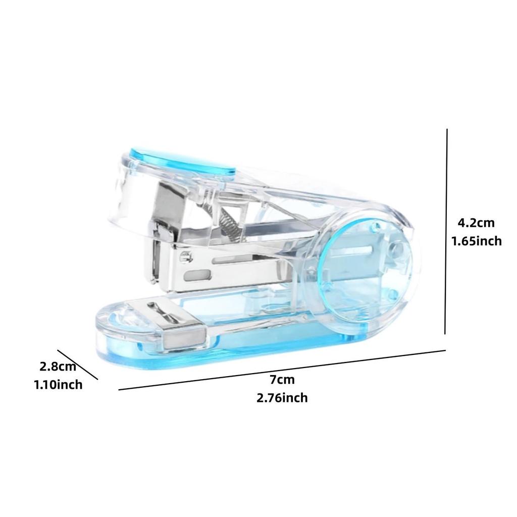 1PC Mini Transparent Crystal Design Manual Stapler Compact Portable with 1000pcs Standard Staples 24/6 Stationery
