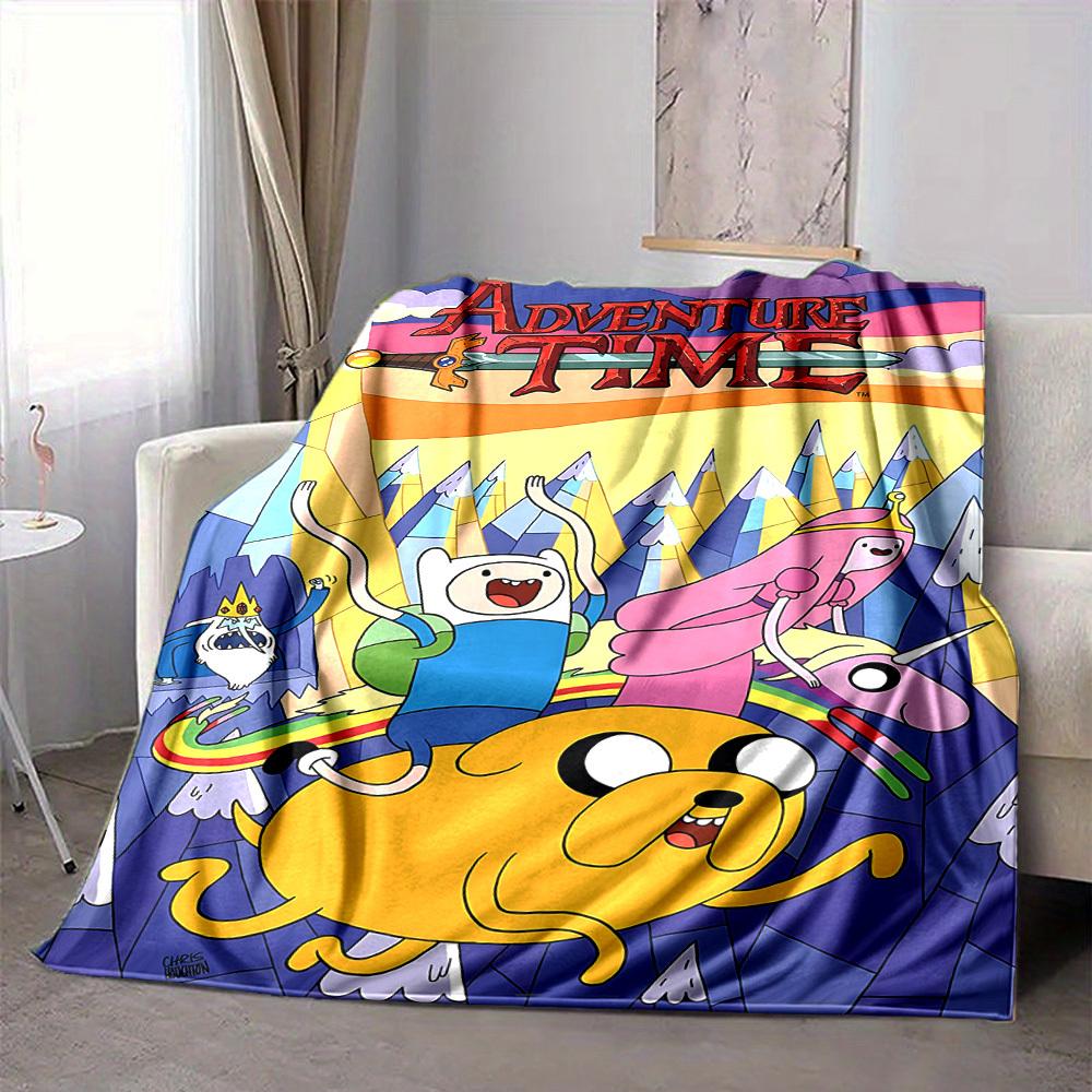 1pc Adventure Time Flannel Throw Blanket Lightweight Soft Warm All Season Blanket for Sofa, Bed, Travel,L1029045