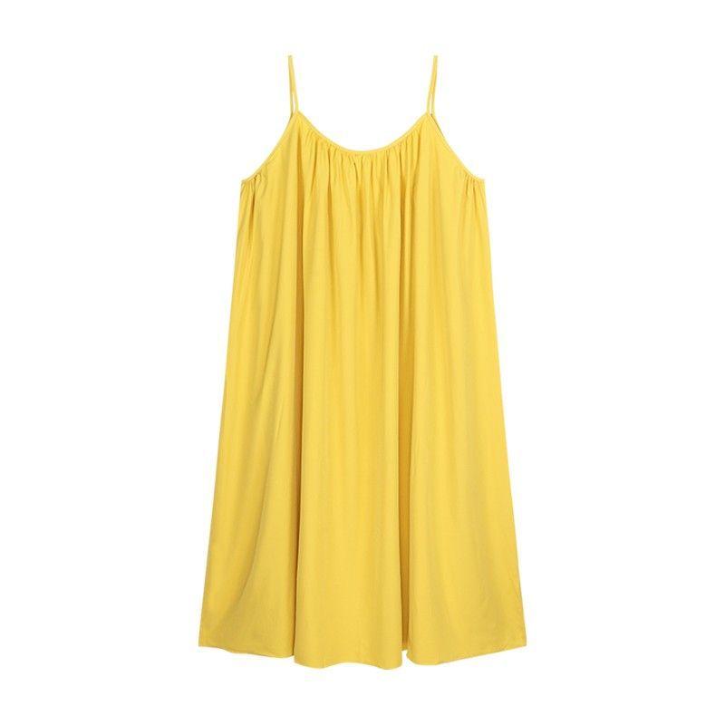 Seaside vacation sexy backless suspender dress women's summer new loose a-word skirt gentle yellow long skirt