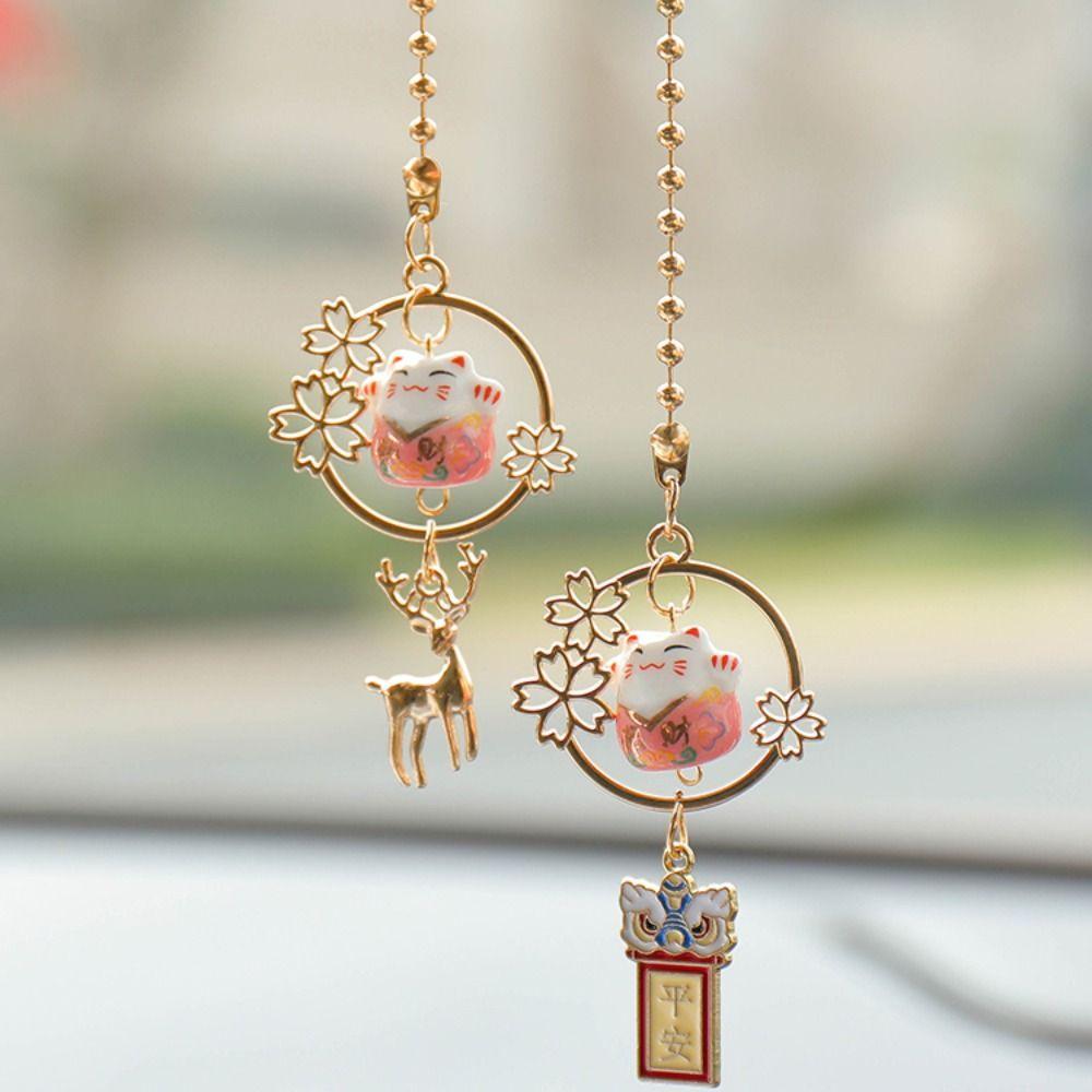 DIY Trinkets Lucky Cat Pendants Room Decoration Auto Rearview Mirror Pendant Car Hanging Pendants