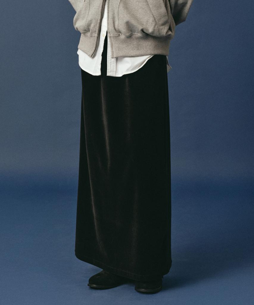 Rosiro Velvet Straight Long Skirt Black
