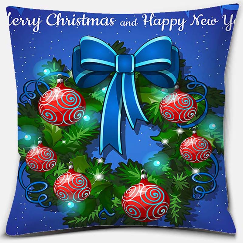 Blauer Weihnachtsstrauß Druckserie Muster Kissenbezug Quadratischer Kissenbezug Home Office Dekoration Kissenbezug