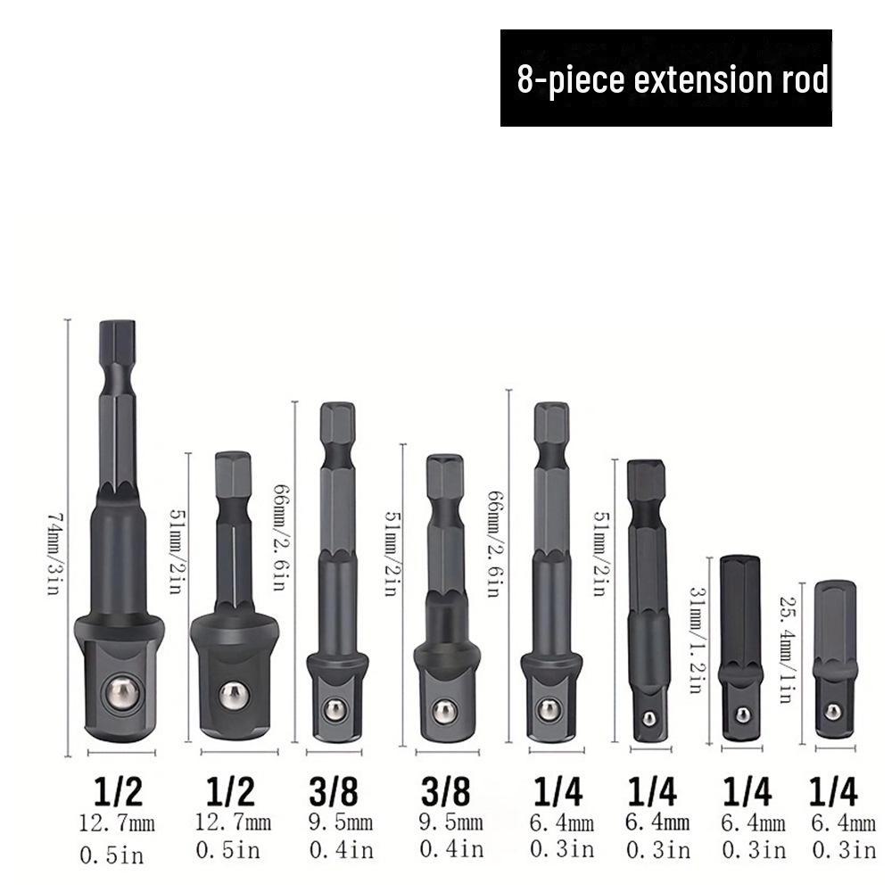 Hex Handle To Square Rod Drill & Wrench Connector Set