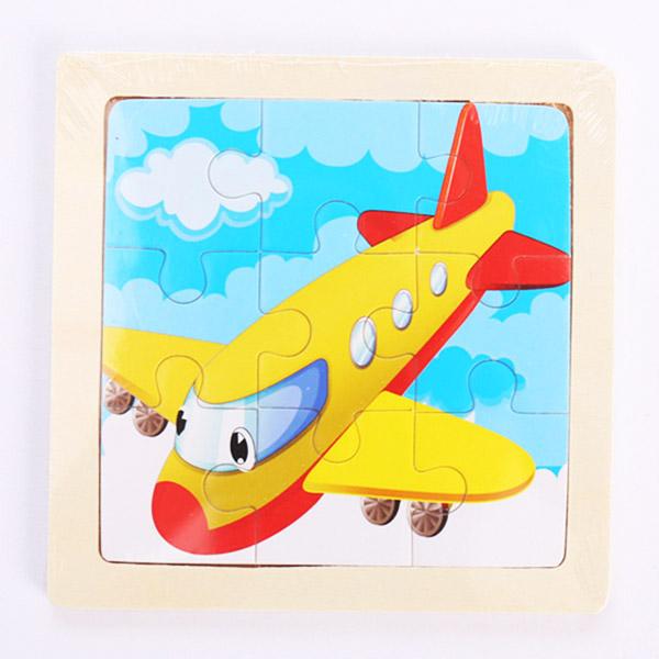 New 9 Piece Montessori Wooden Puzzle Cartoon Dinosaur Transportation Jigsaw 3d Puzzle Early Learning Educational Toys for Kids