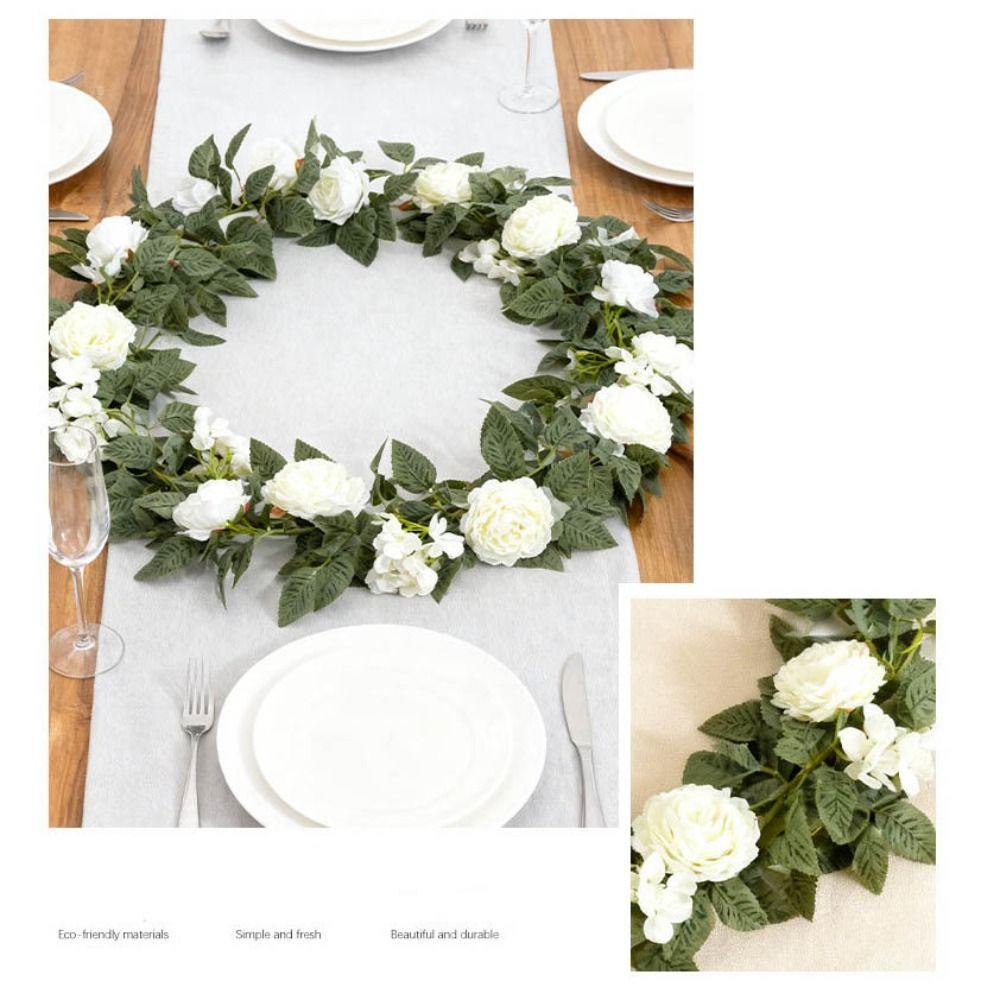 Silk Simulation Rose Leaf Vine DIY Flower Arch Decor Creative Wall Hanging Garland  Gift