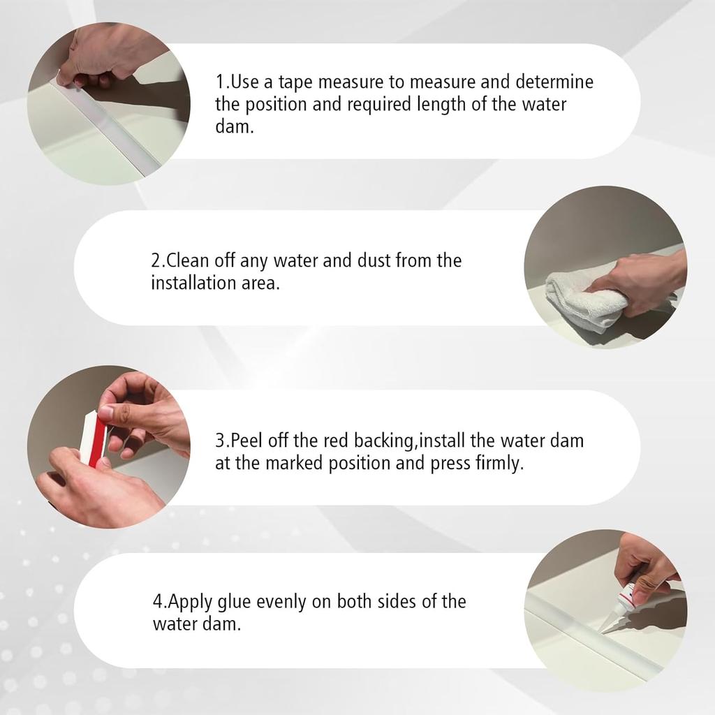 1 Pc 2m/78.74in Self-adhesive Flexible Waterproof Strip, Can Cut Waterproof Baffle, Suitable for Bathroom, Kitchen Countertops