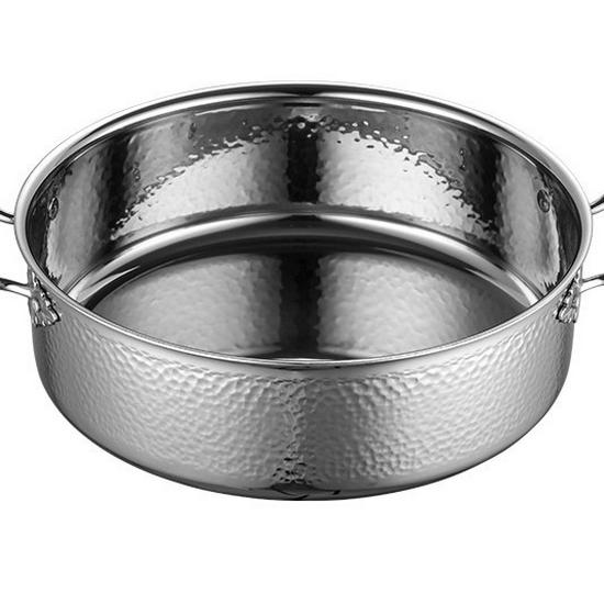 Golden Maple Leaf 304 Stainless Steel Hot Pot with Lid, Hammer Pattern, Three-Layer, Large Capacity, Universal Design, Clear Soup Divider.