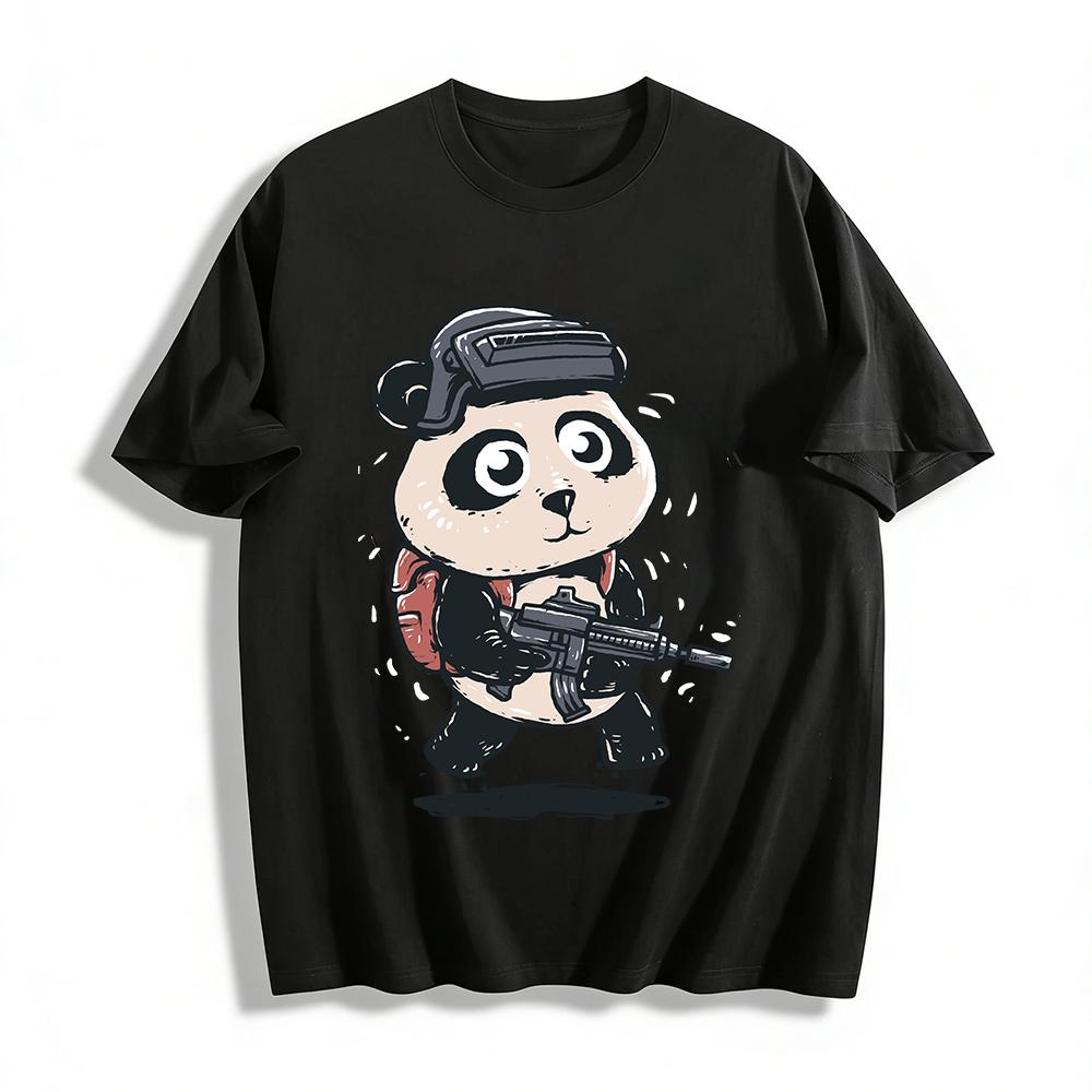 

Tactical Panda Print Tshirt Trendy Gaming Style Casual Top Pure cotton T-shirt XXS