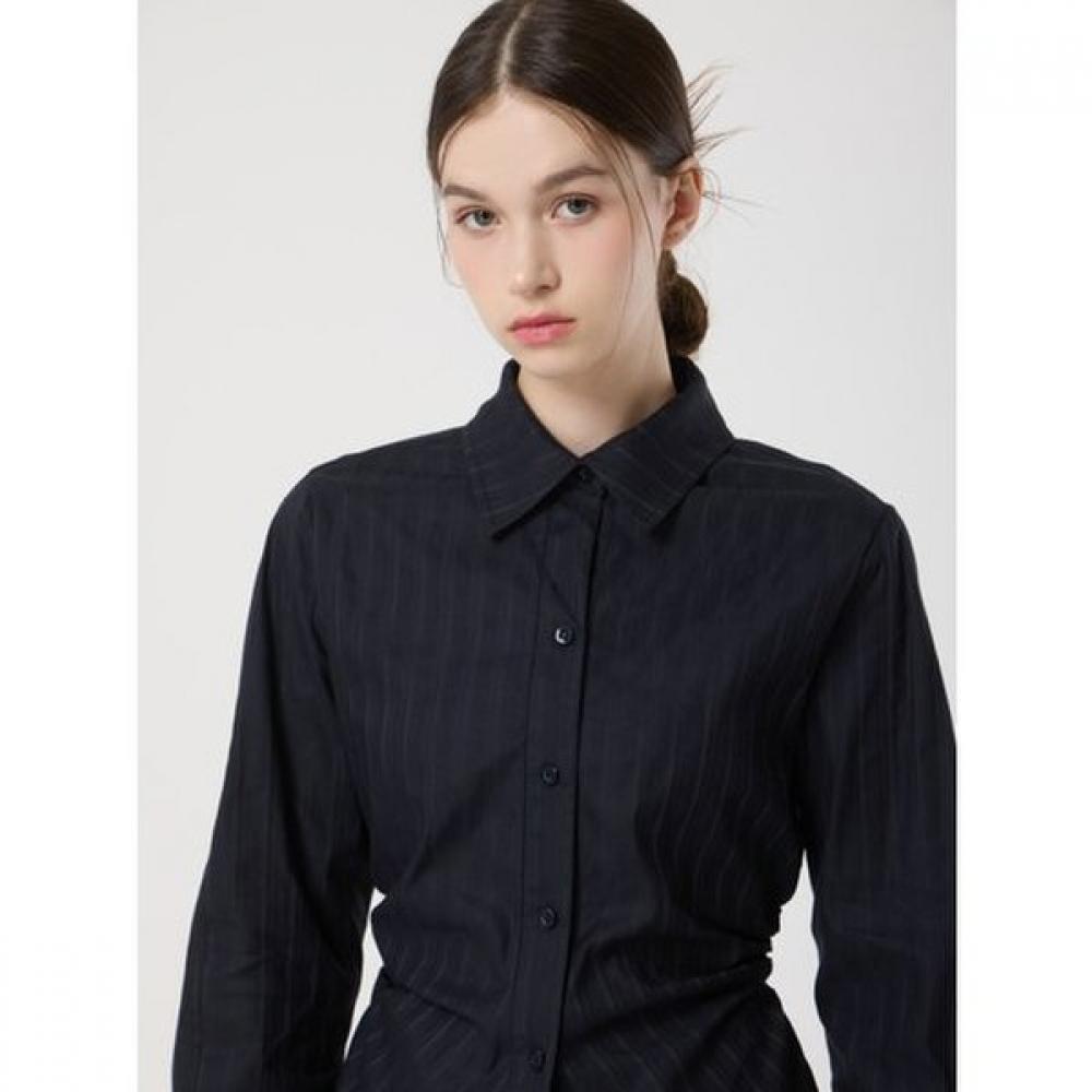 Cc Collect Stripe Shirring Belted Shirt C252msc036 white (WH)/66